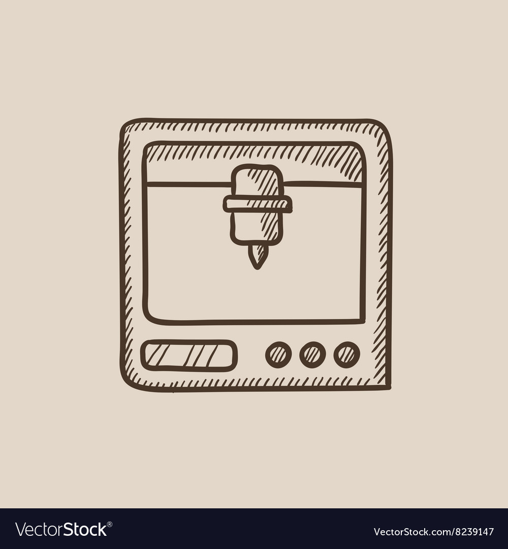 Tree d printing sketch icon
