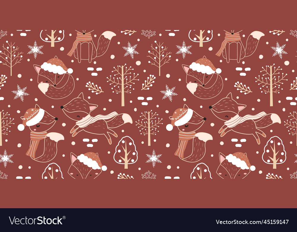 Winter and christmas themed seamless pattern