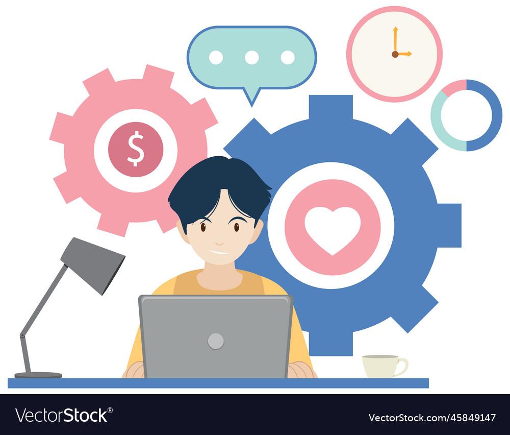 Working characters flat design for web banner Vector Image Working characters flat design for web banner