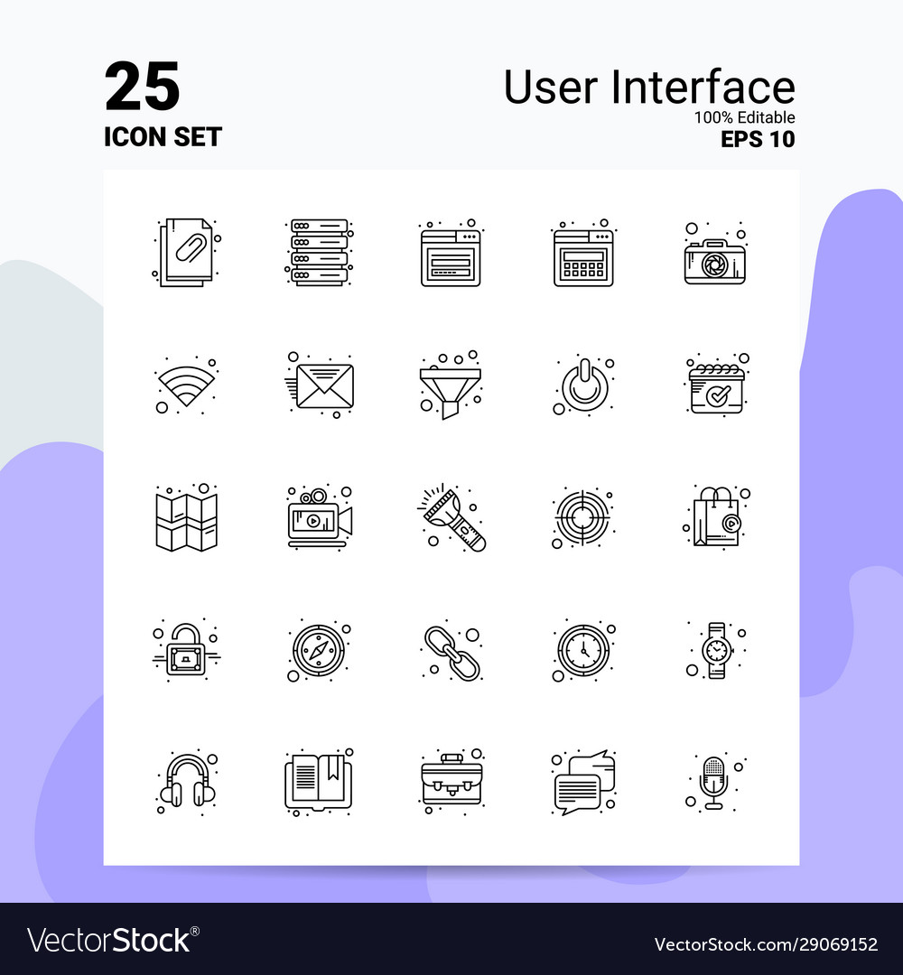 25 user interface icon set 100 editable eps 10 vector image 25 user interface icon set 100 editable eps 10