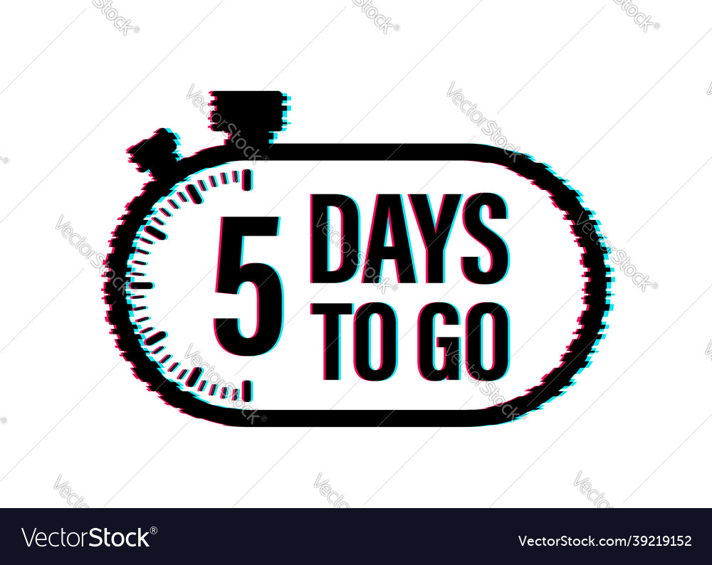 5 Tage zu gehen Countdown Timer Uhr Symbol Zeit