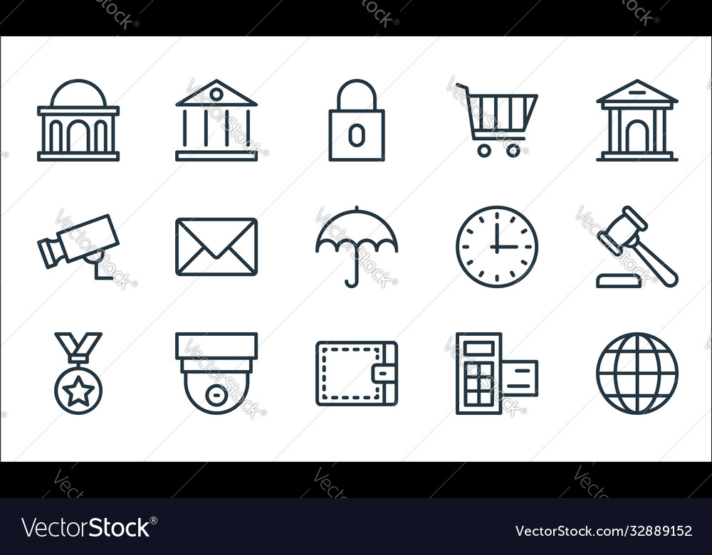 Banking and finance line icons linear set quality