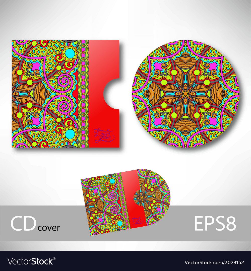 cd cover design template with ukrainian ethnic vector image