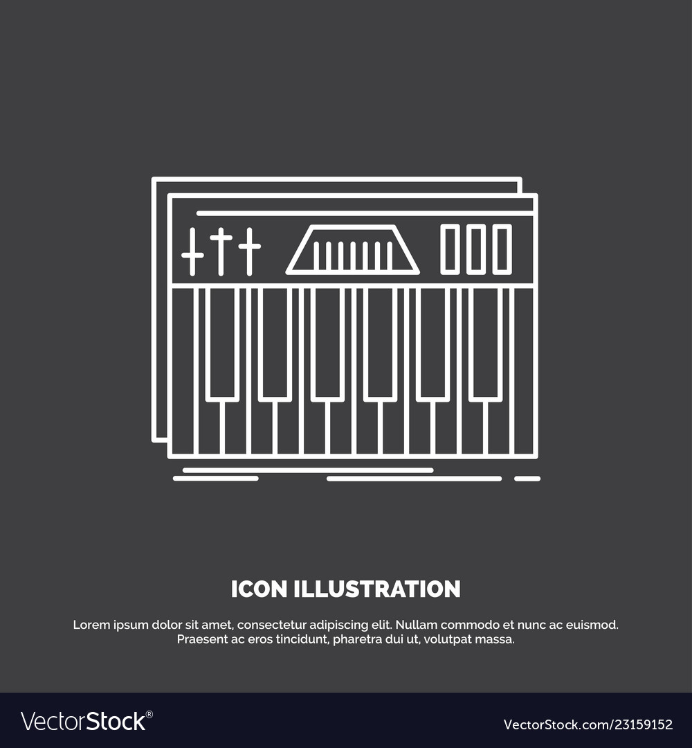 Controller keyboard keys midi sound icon line vector image Controller keyboard keys midi sound icon line