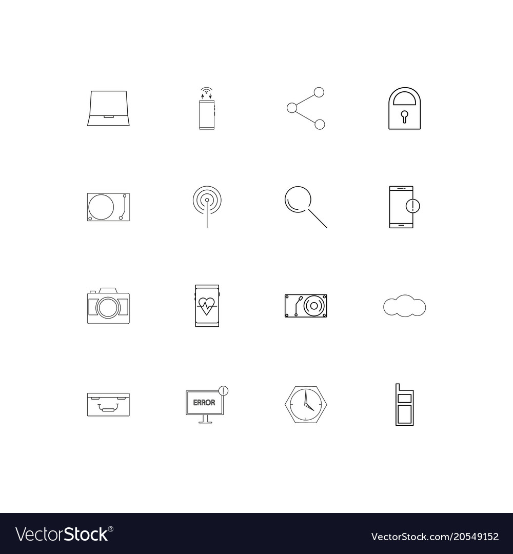 Devices simple linear icons set outlined