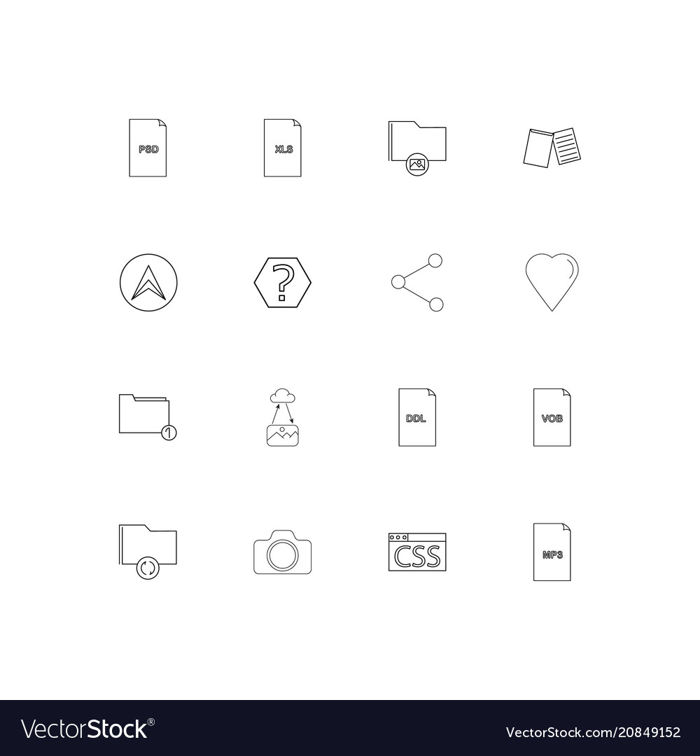 Files and folders sign linear thin icons set