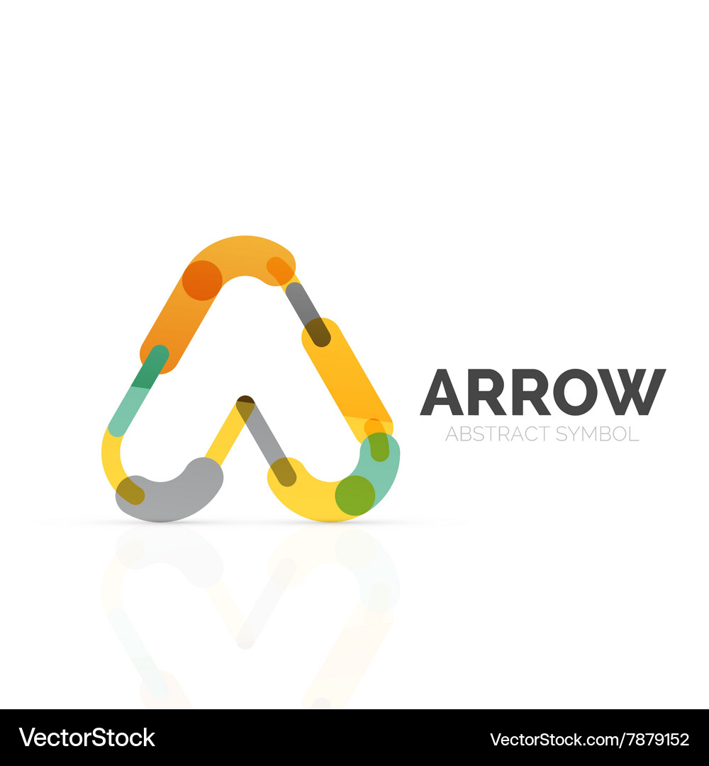 Linear arrow abstract logo connected multicolored Vector Image