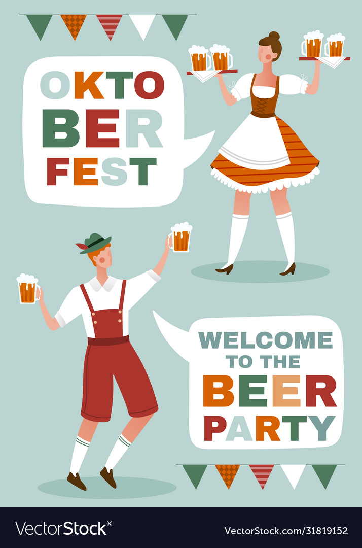 Oktoberfest poster with waitress beer