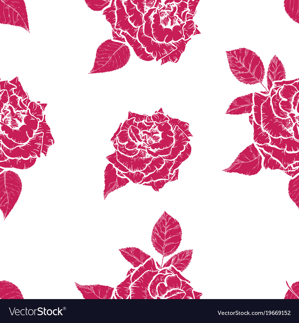 Rose hand drawn pattern Royalty Free Vector Image