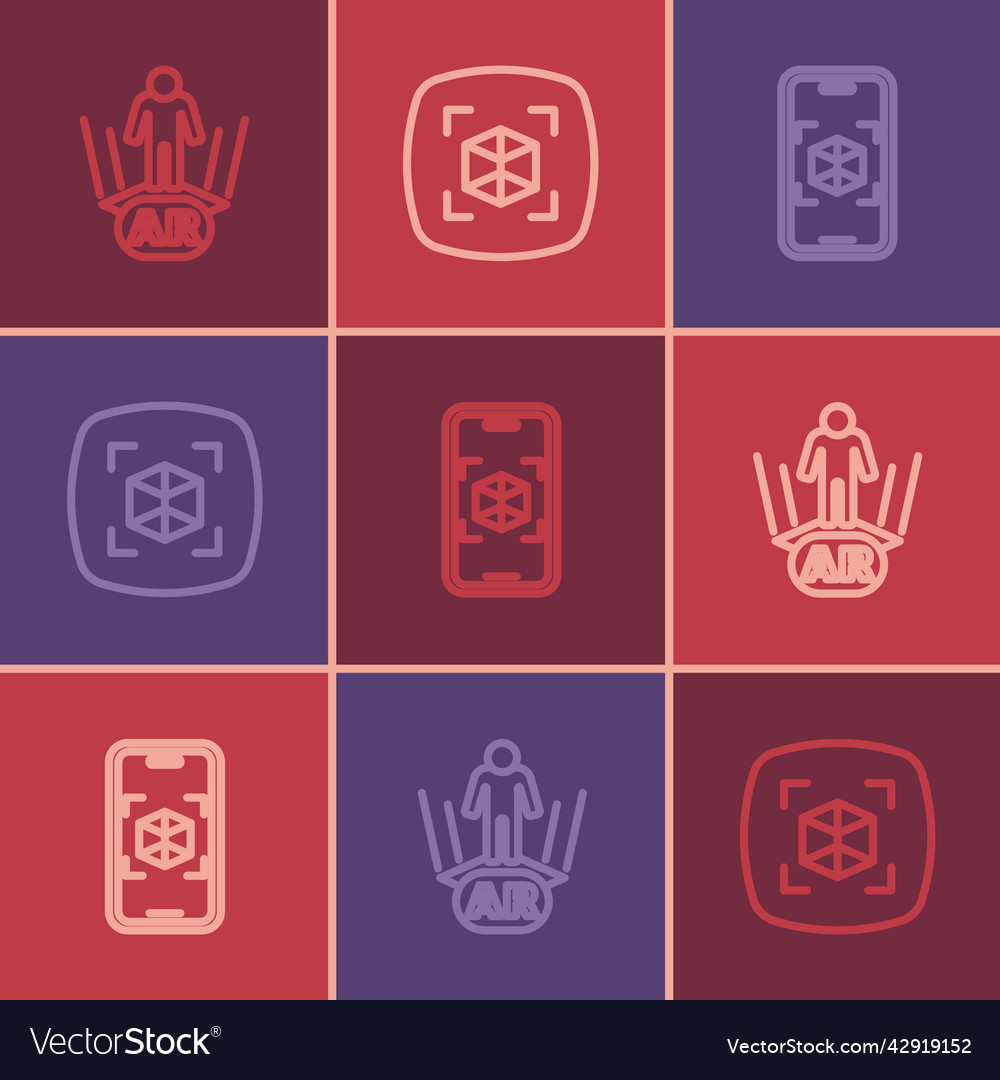 Set line augmented reality ar 3d modeling vector image Set line augmented reality ar 3d modeling