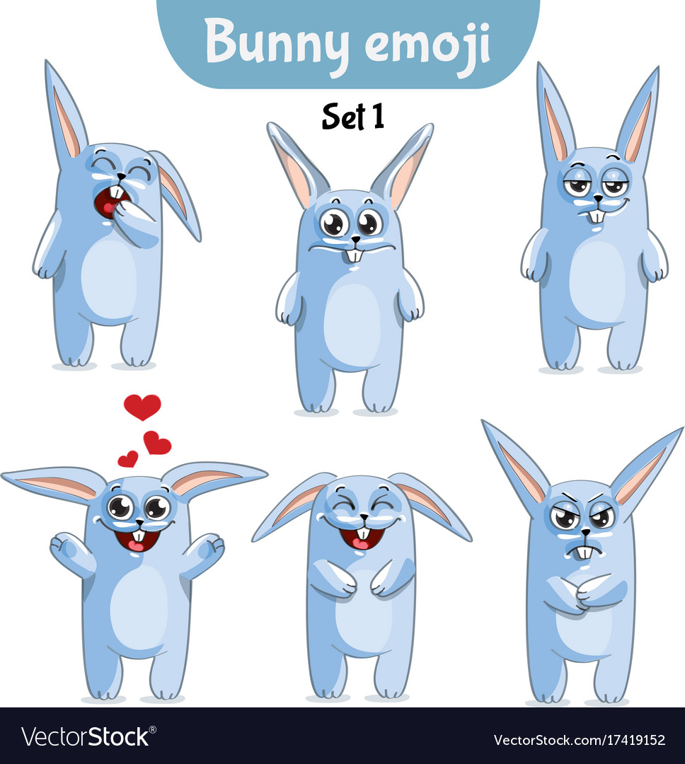 Set Of Cute Rabbit Characters Set 1 Royalty Free Vector