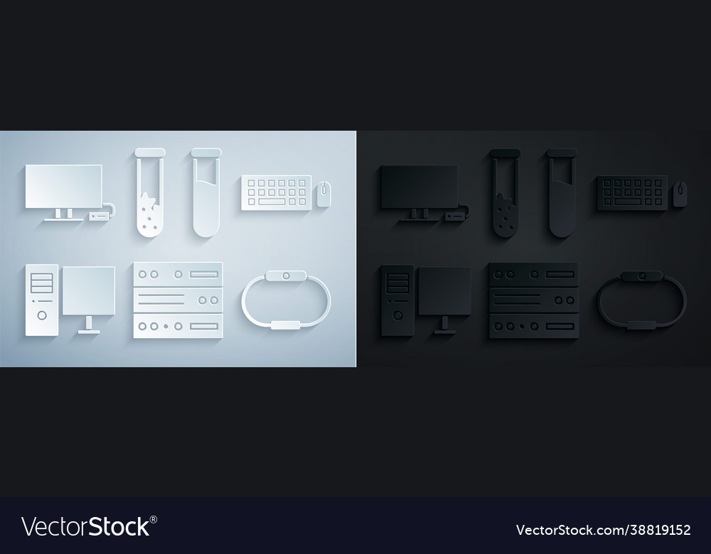 Set server data web hosting keyboard and mouse vector image Set server data web hosting keyboard and mouse