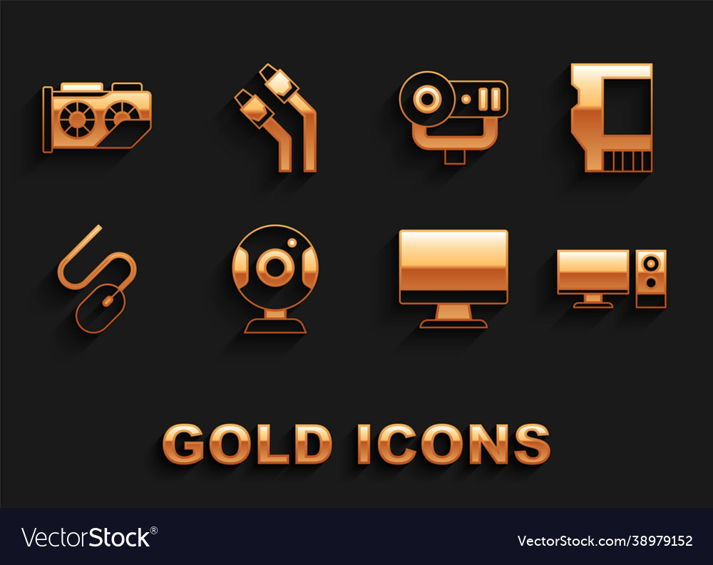 Set web camera sd card computer monitor screen vector image Set web camera sd card computer monitor screen