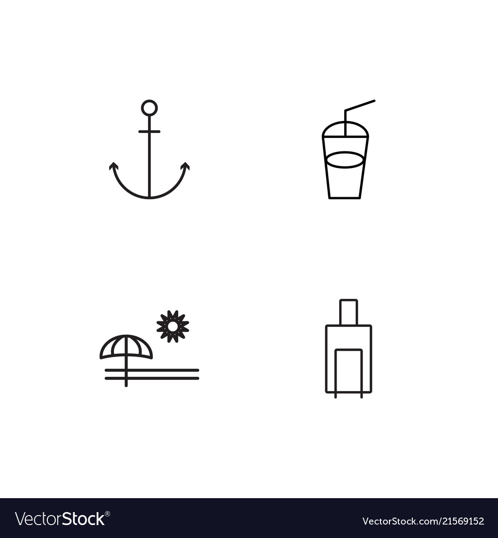 Summer linear icons set simple outline