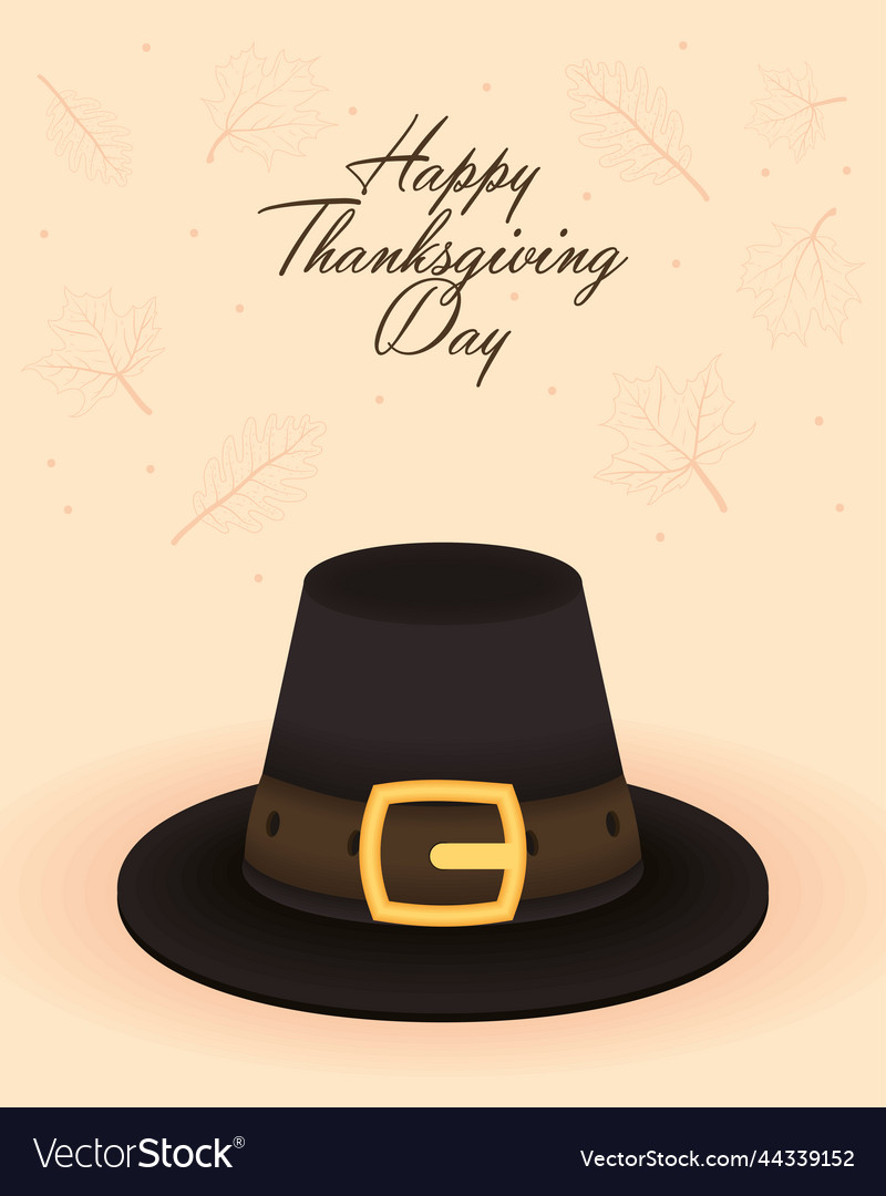 Thanksgiving lettering with pilgrim hat Royalty Free Vector