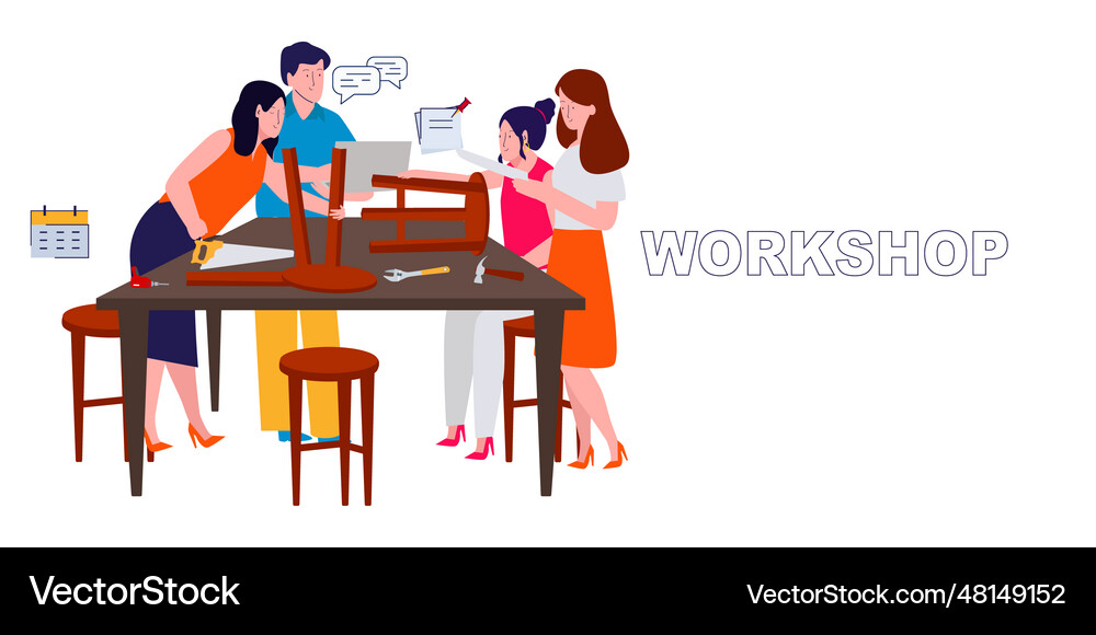Workshop development knowledge skills handicraft Vector Image