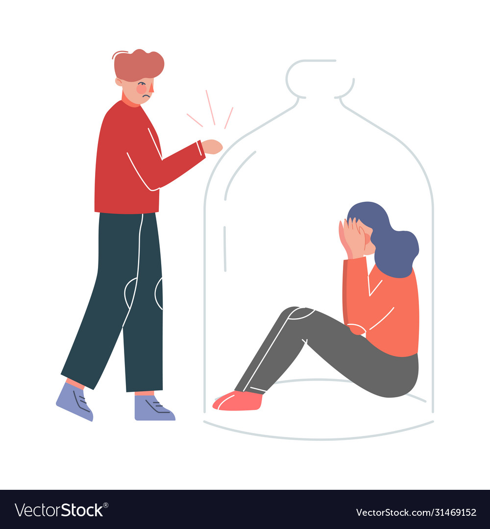 Junge Mann versucht auf einem Mädchen zu erreichen das unter vector image Junge Mann versucht auf einem Mädchen zu erreichen das unter