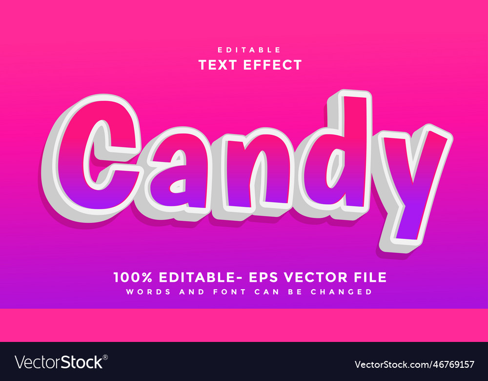 3d minimal gradient word candy editable text Vector Image 3d minimal gradient word candy editable text