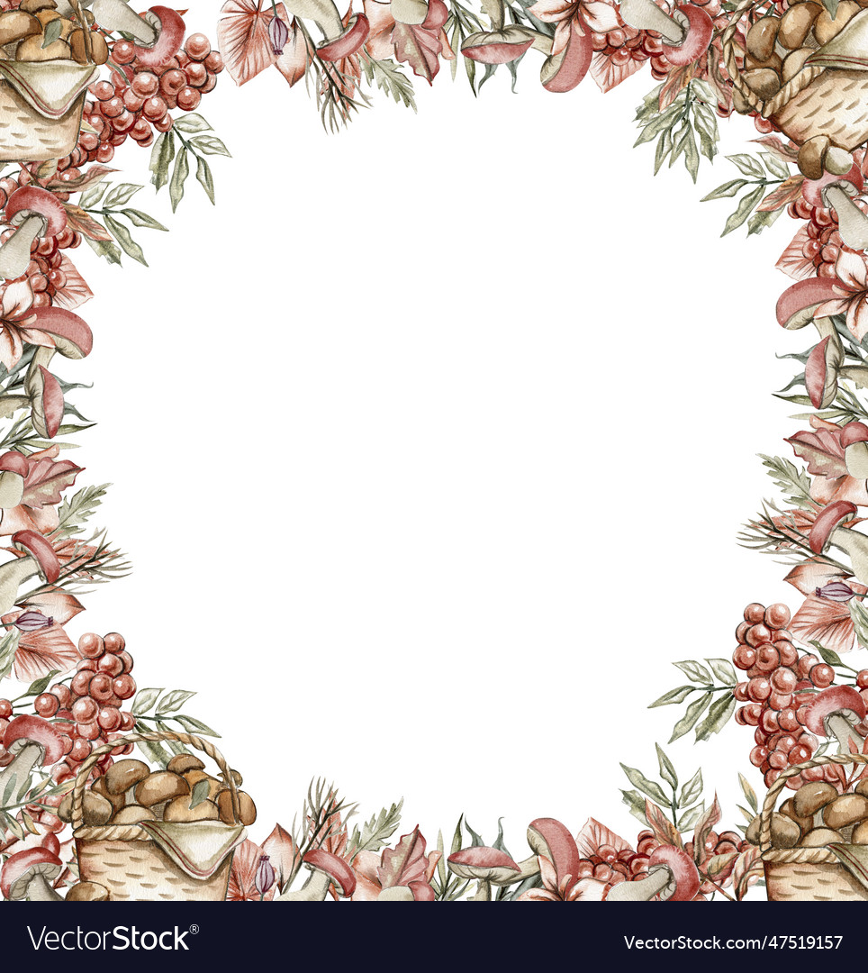 Autumn square frame with mushromms
