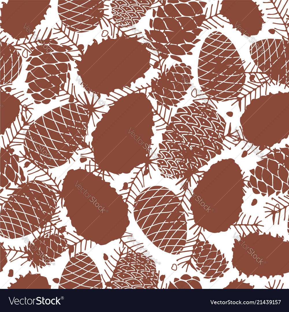 Cedar cones seamless pattern for your design vector image Cedar cones seamless pattern for your design