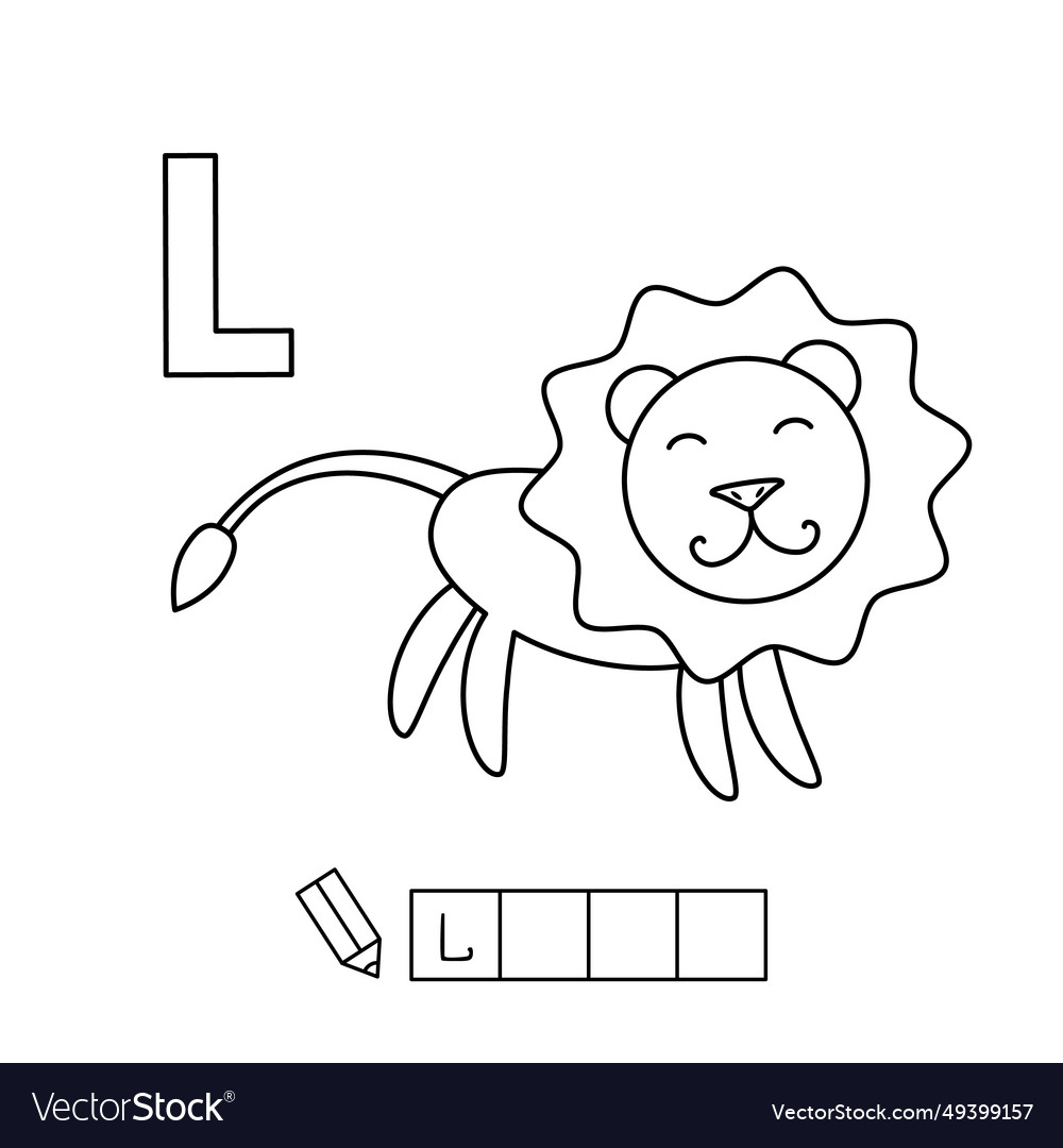 Cute cartoon animals english alphabet lion