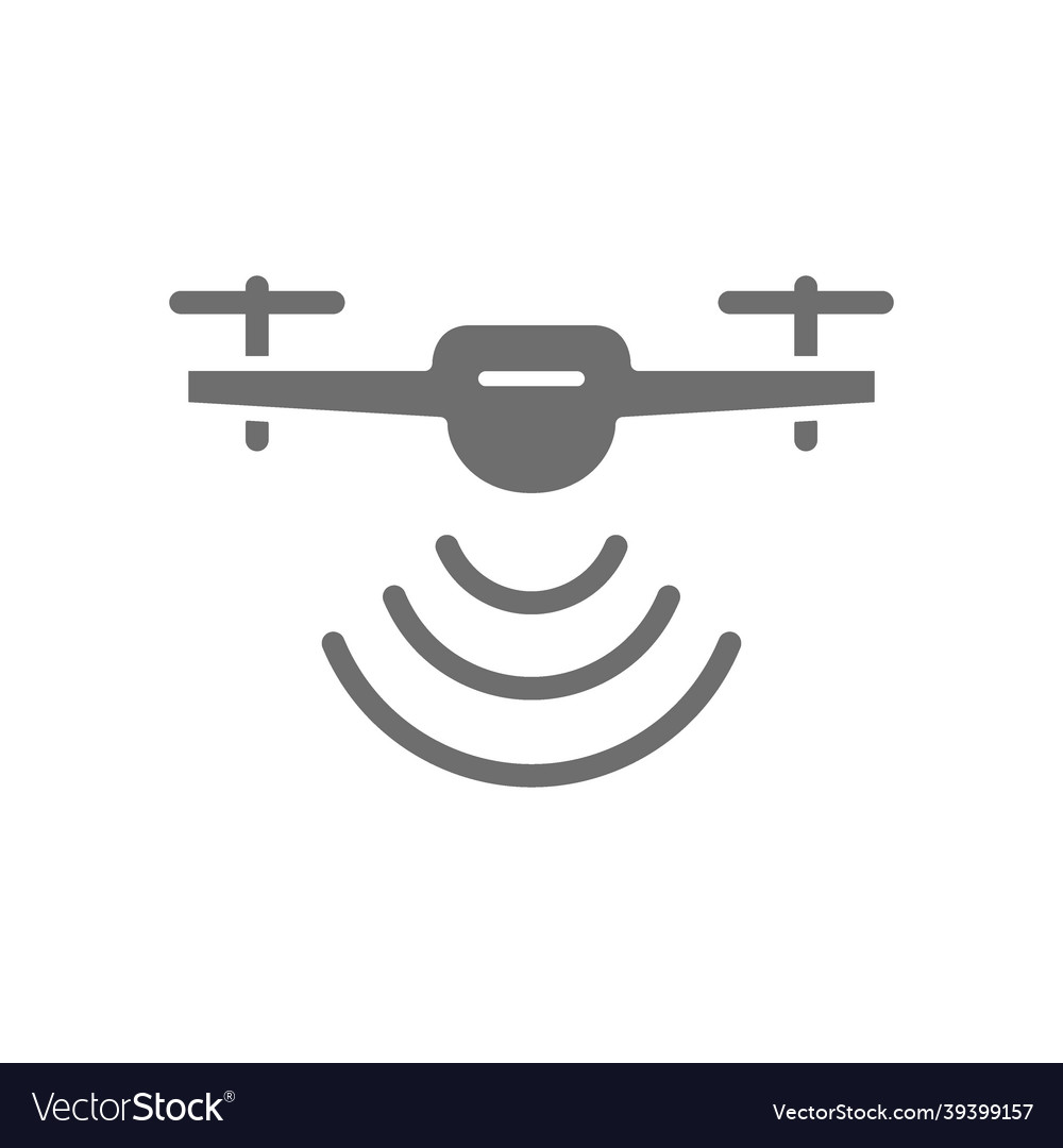 Drone with radio waves radar detection system vector image Drone with radio waves radar detection system