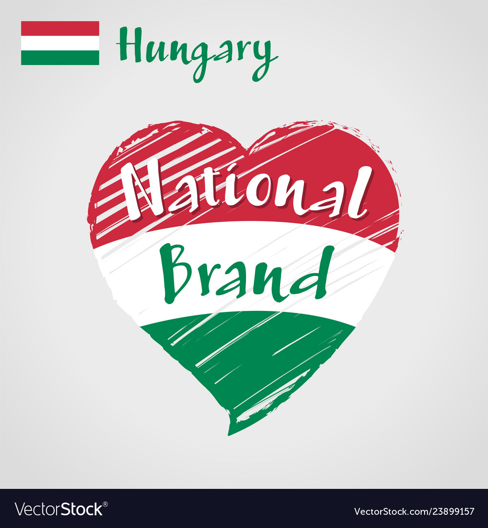 Flag heart of hungary national brand