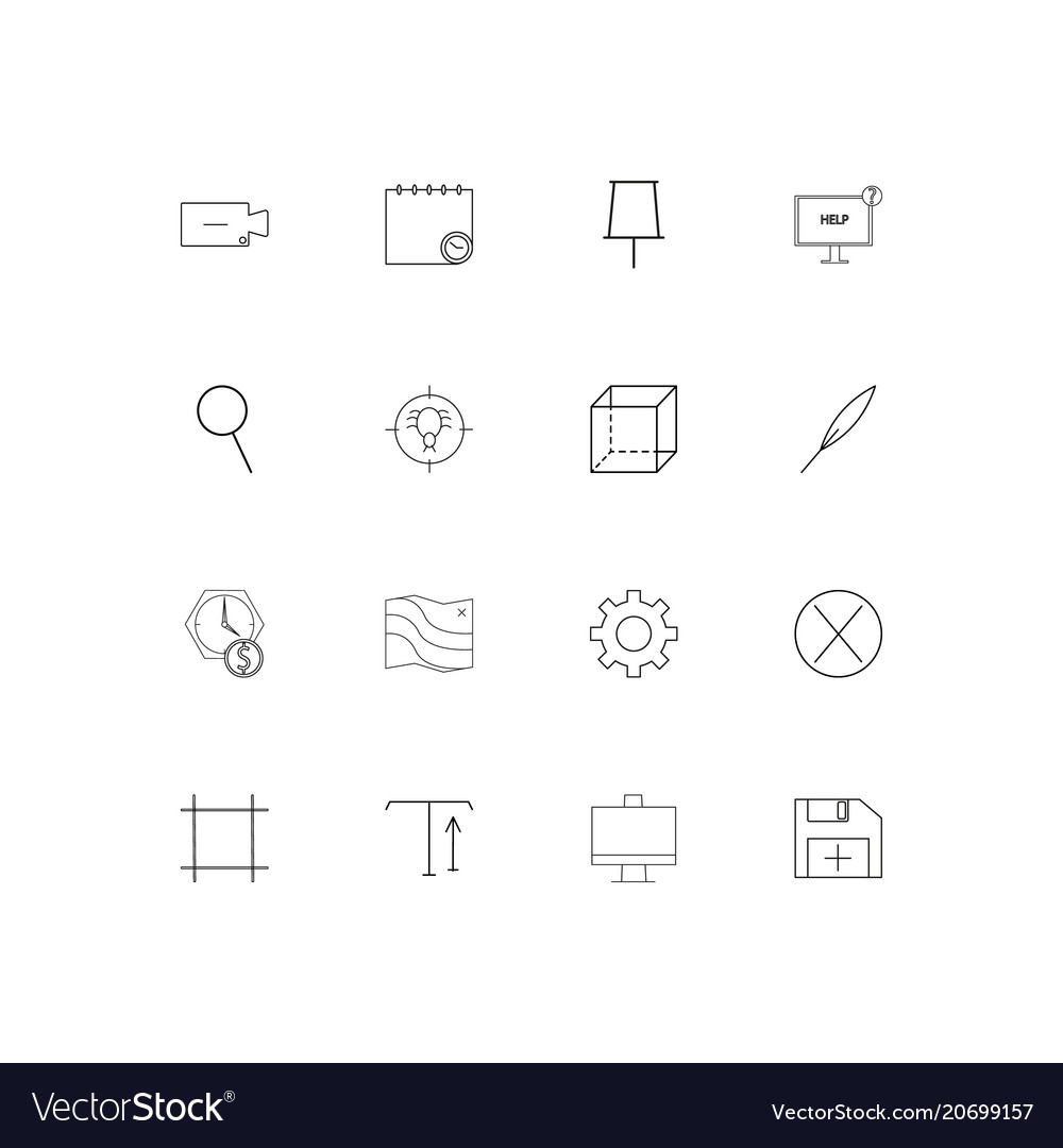 Interface simple linear icons set outlined