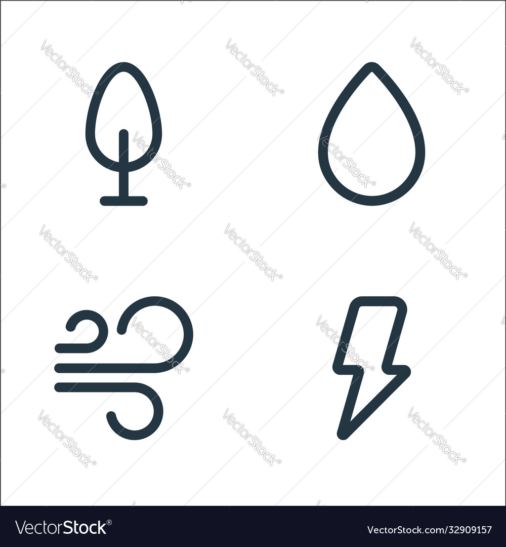 Nature line icons linear set quality