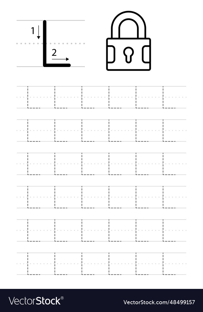 Printable letter l alphabet tracing worksheet