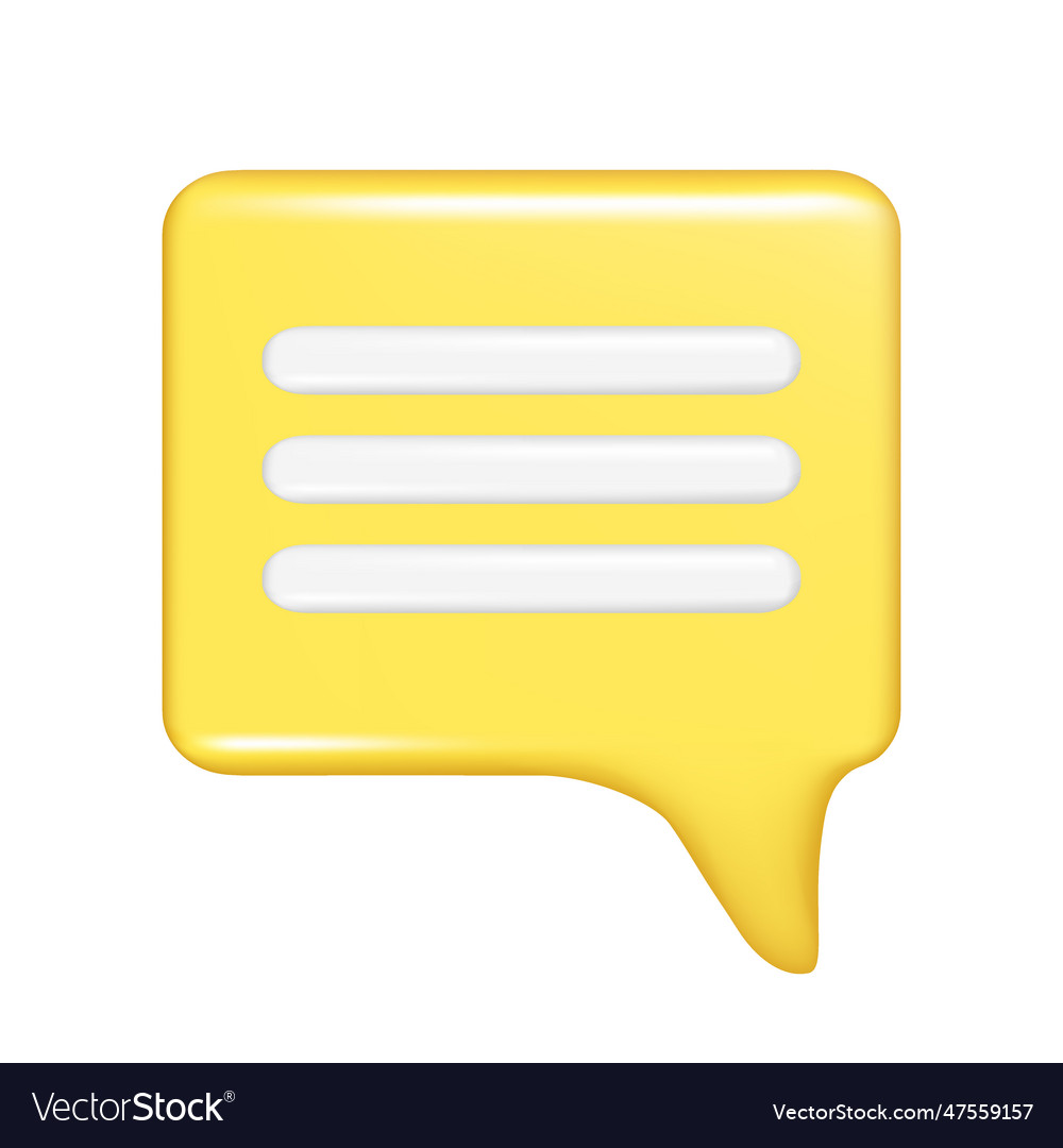 Realistic 3d speech bubble text message box Vector Image