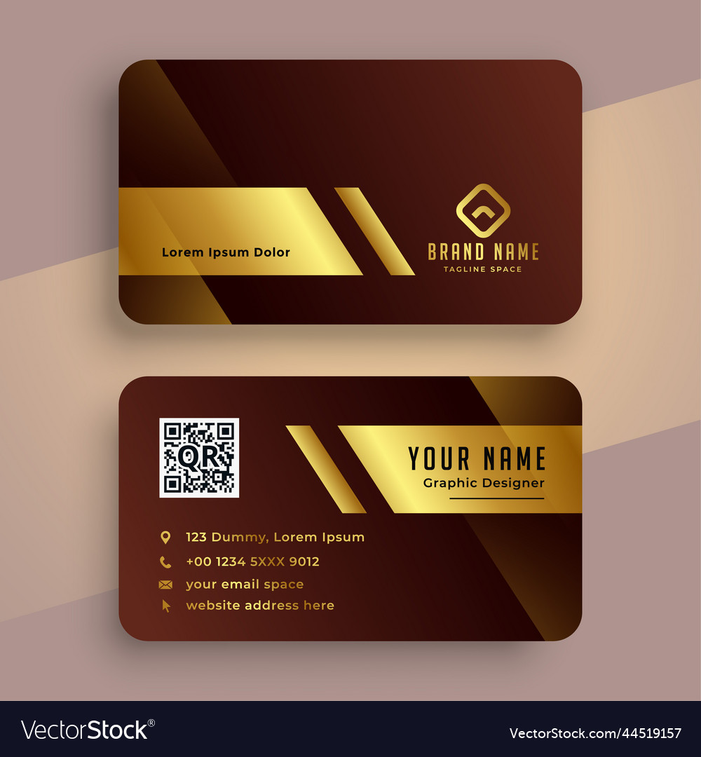 Red and golden business card design template vector image
