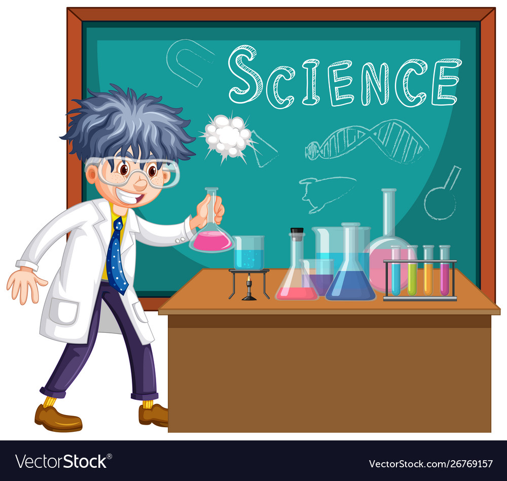 Scientist working with science tools in lab Vector Image