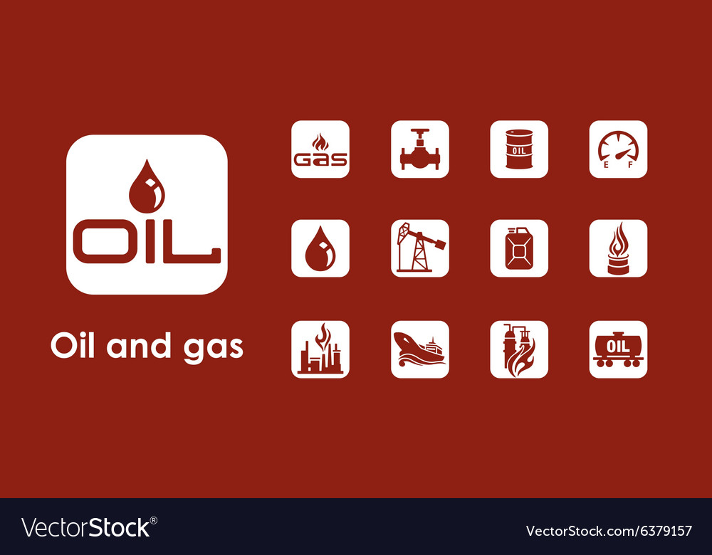 Set oil and gas simple icons Royalty Free Vector Image