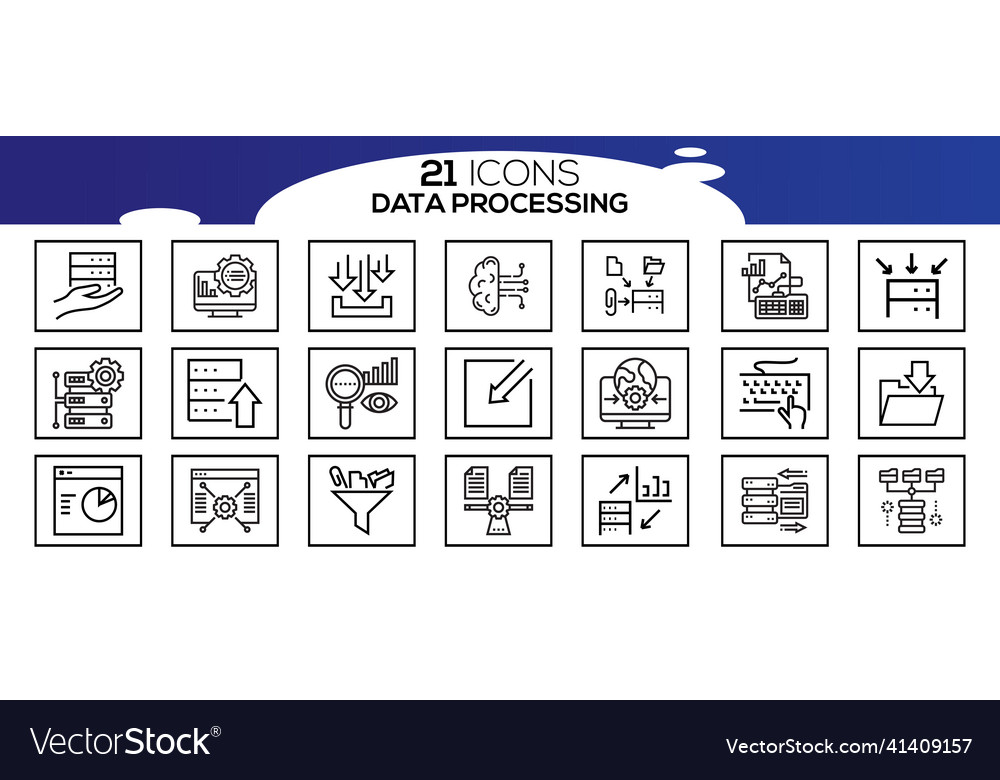 Simple set of data analysis related line icons