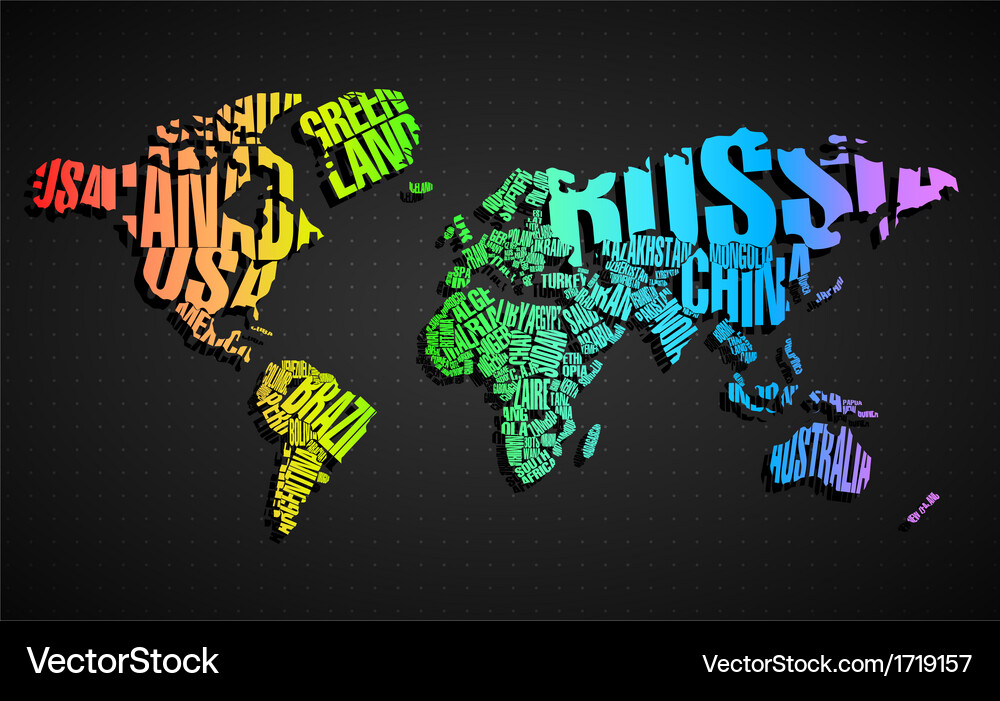 Typography World Map Royalty Free Vector Image