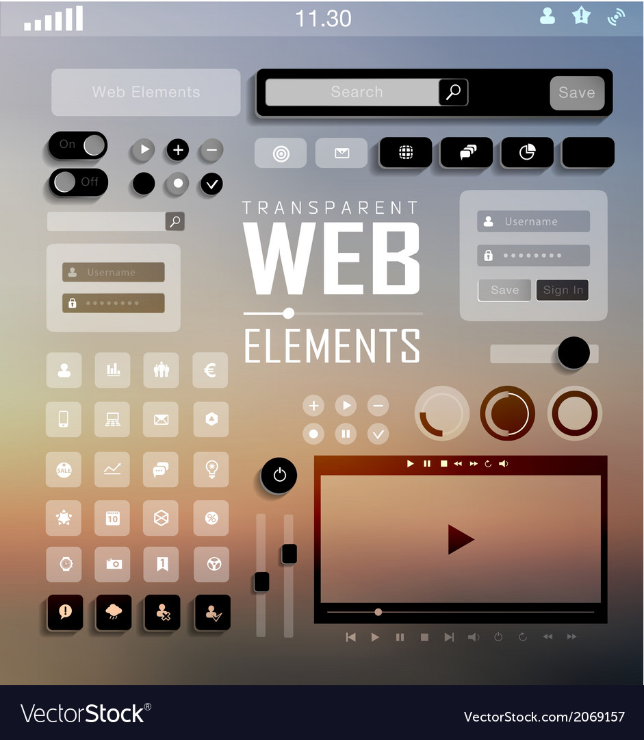 Web elements buttons and labels site navigation
