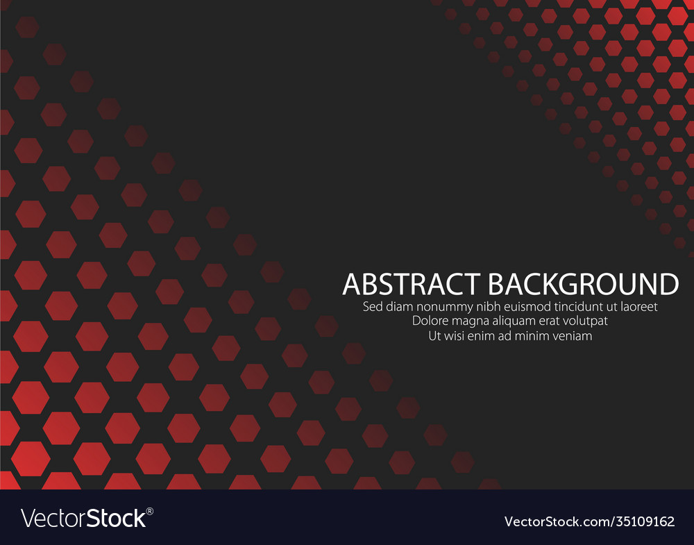Black background with red color hexagonal shape vector image Black background with red color hexagonal shape