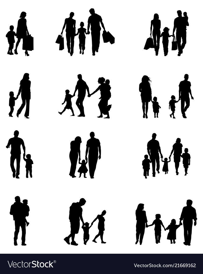 Black silhouettes of families Royalty Free Vector Image