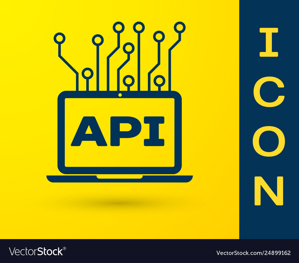 Blue computer api interface icon isolated vector image Blue computer api interface icon isolated