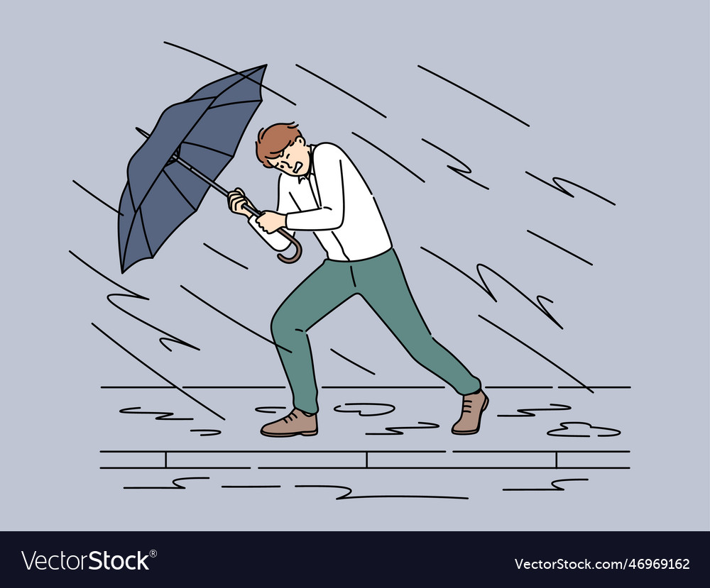 Businessman Shielding from Storm