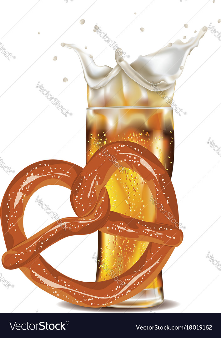 Cartoon pretzel with beer