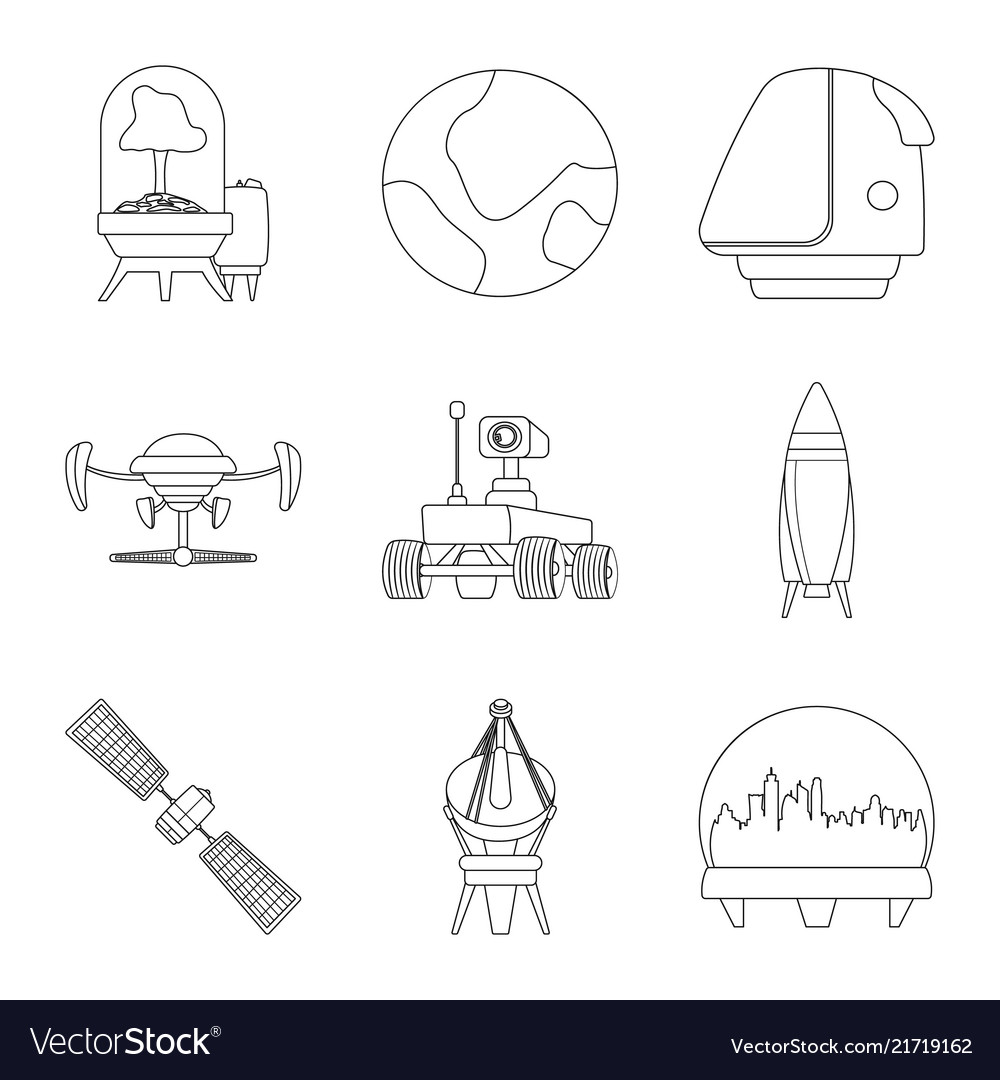 Design of mars and space icon collection vector image Design of mars and space icon collection
