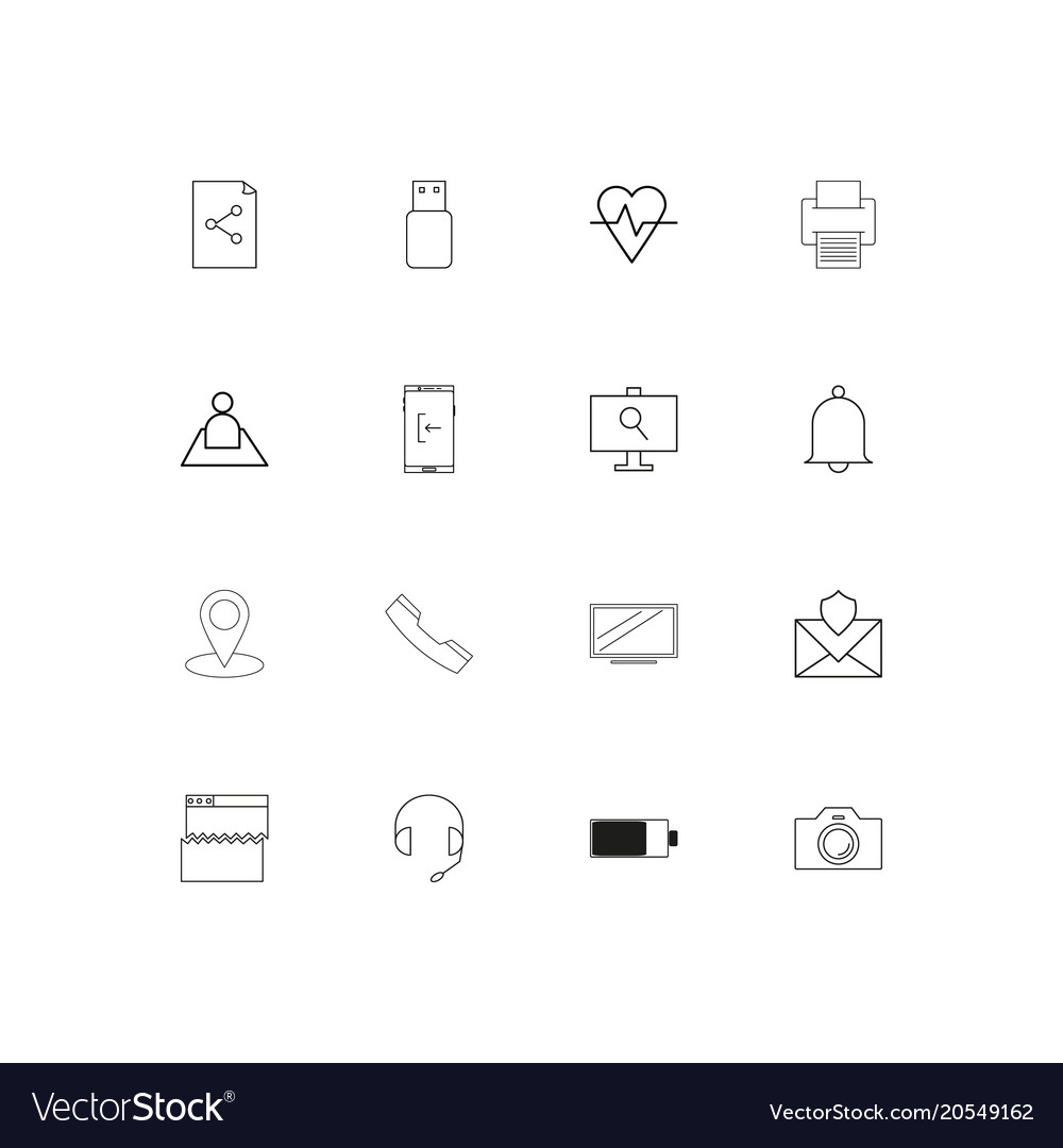 Devices simple linear icons set outlined