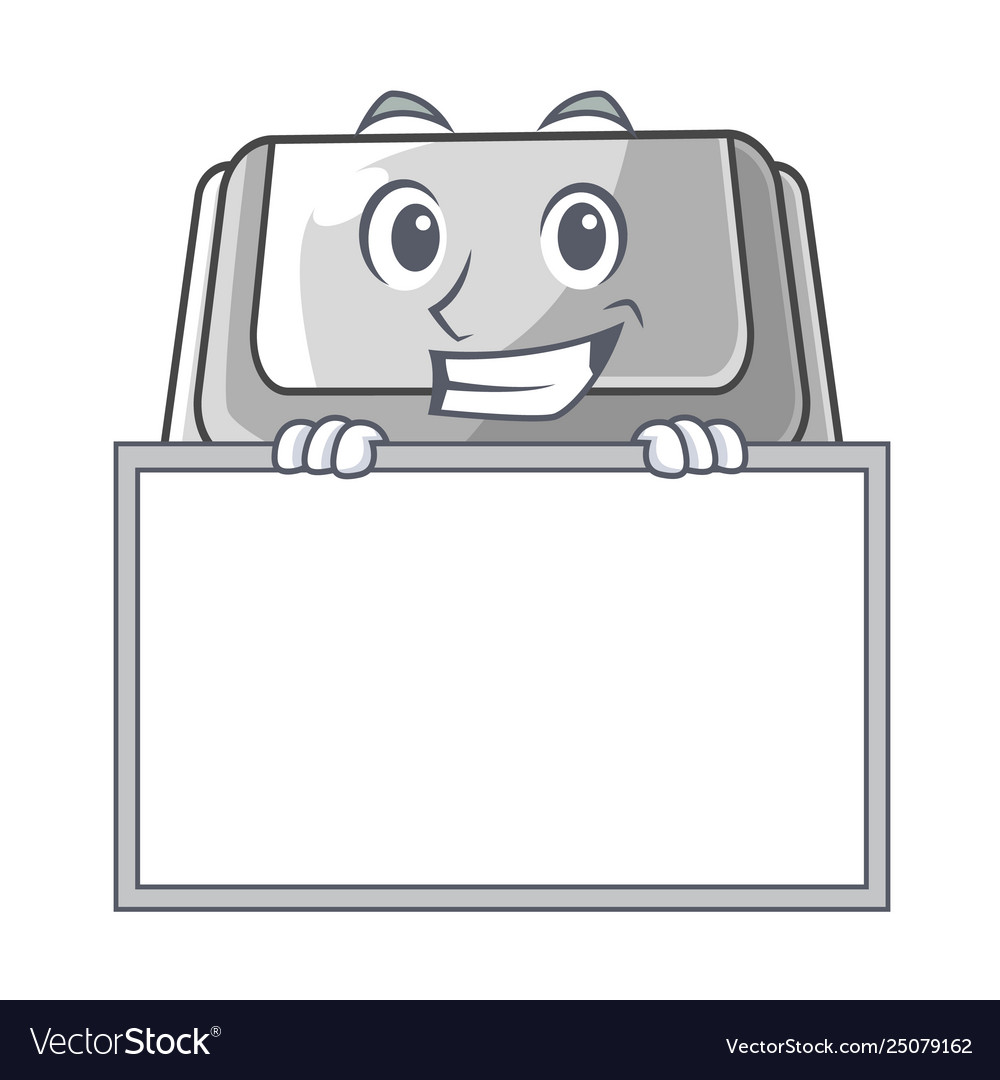 Grinning with board plastic box isolated