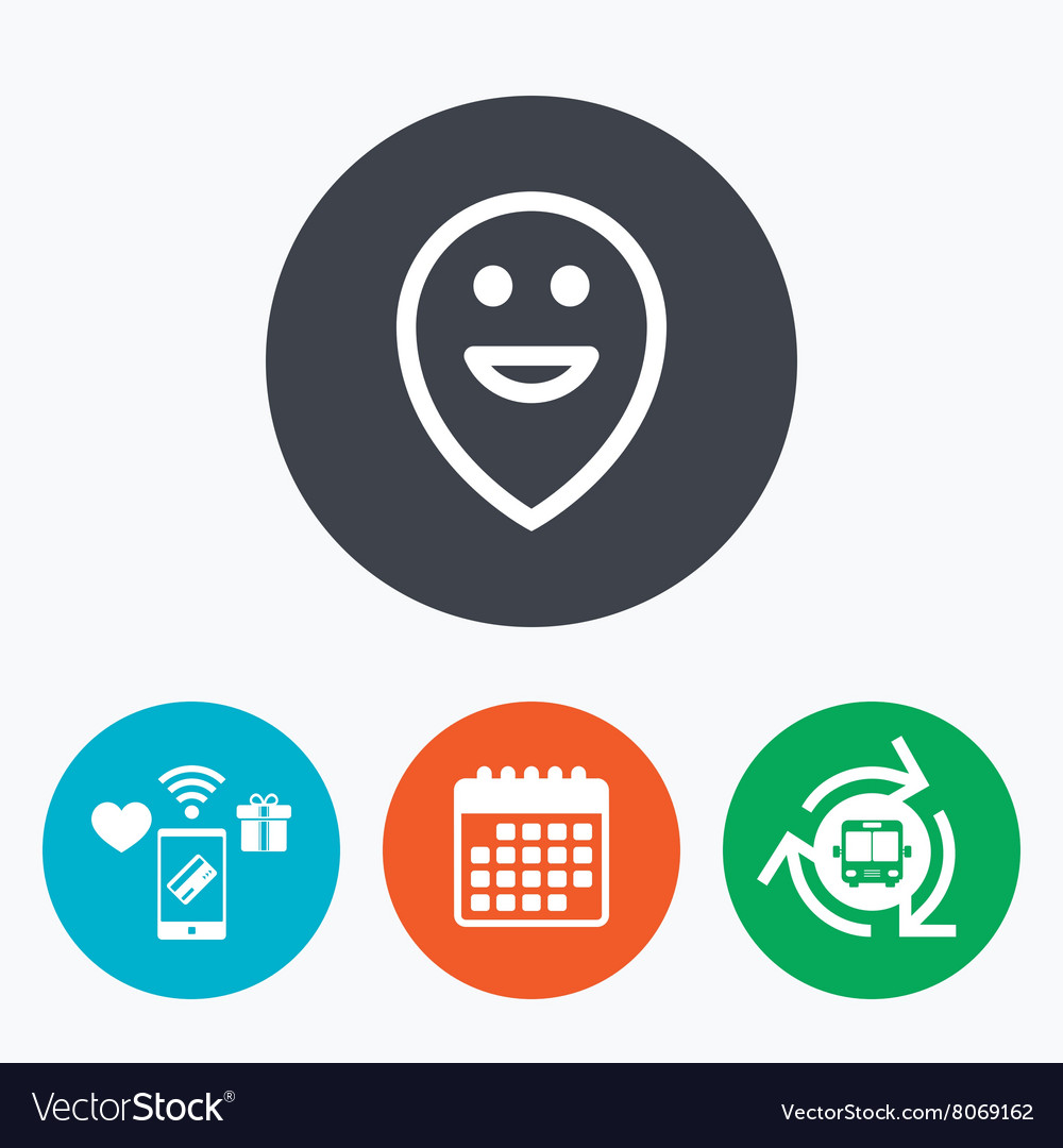 Happy face map pointer symbol smile icon