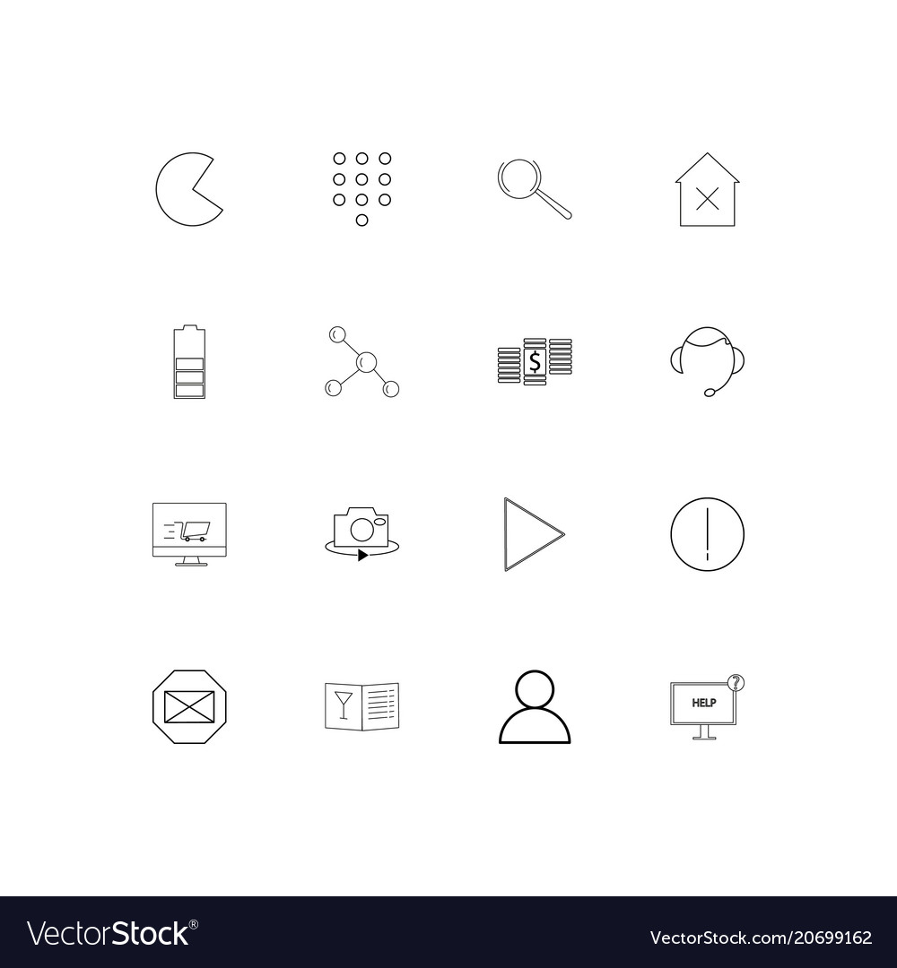 Interface simple linear icons set outlined