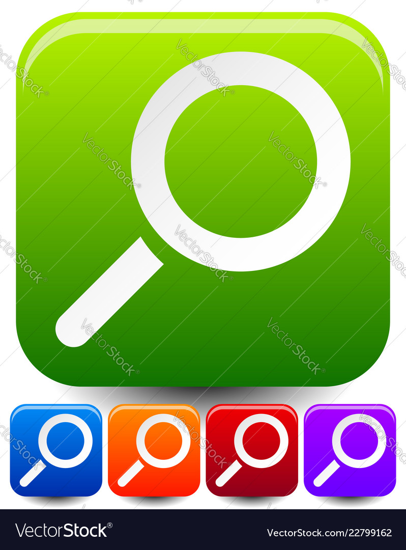 Magnifier symbols over rounded squares set of Vector Image