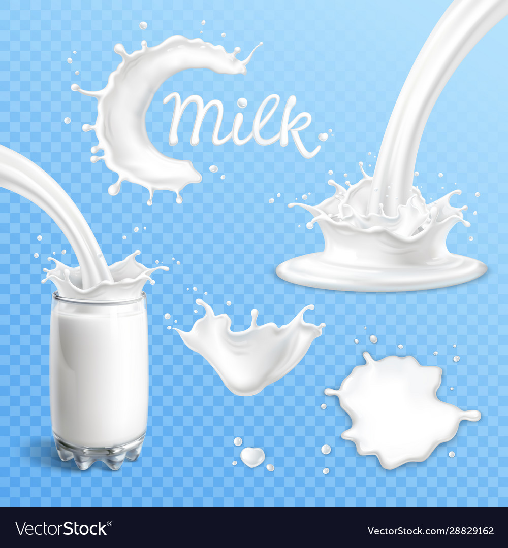 Milk set on transparent background