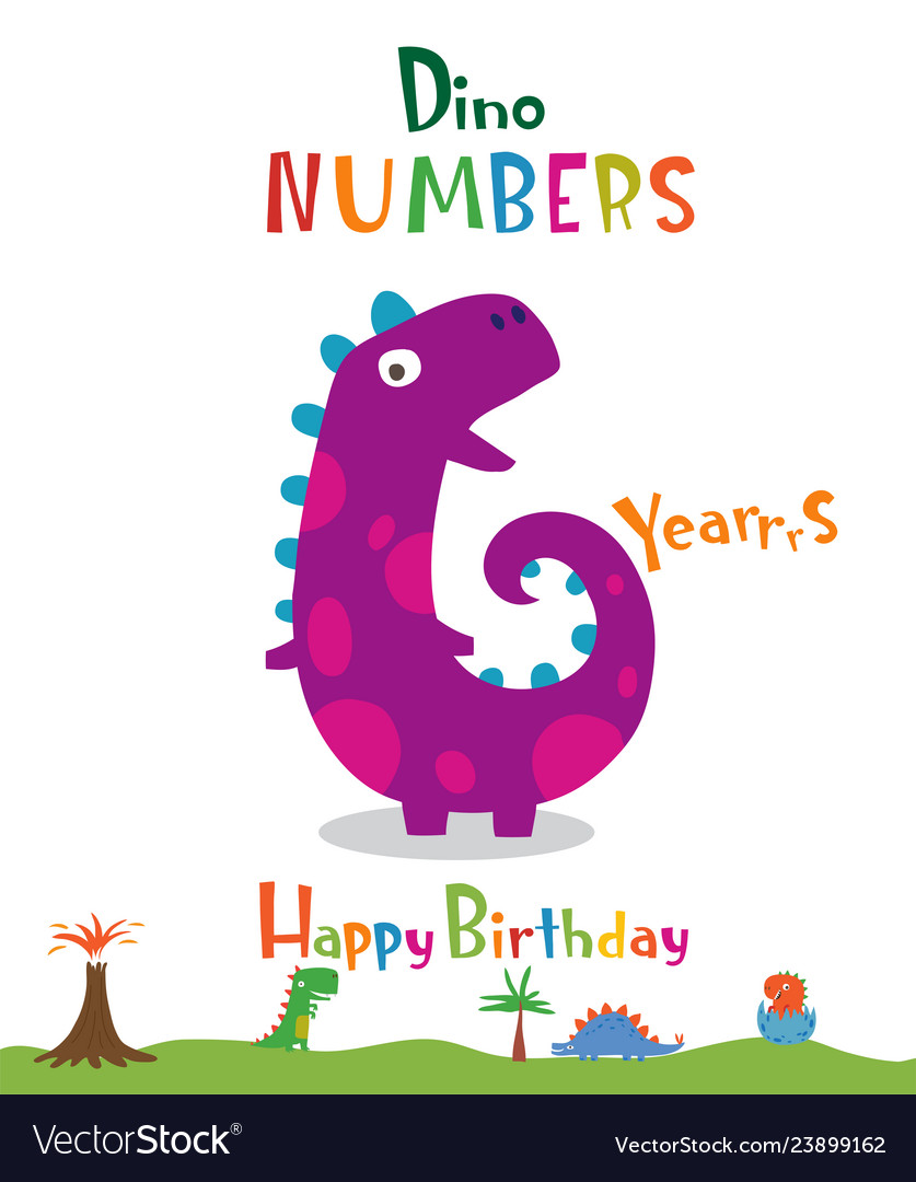 Number 6 in form a dinosaur Royalty Free Vector Image